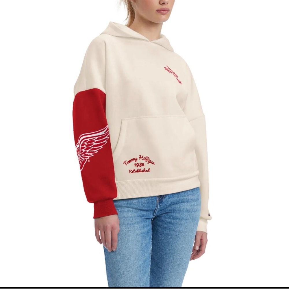 Women's Tommy Hilfiger Cream/Red Detroit Red Wings Harriet Pullover Hoodie